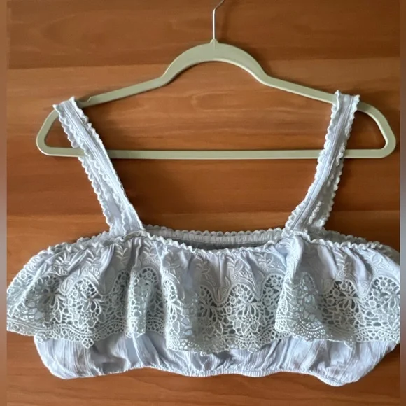 American Eagle Outfitters Light Blue Lace Tank Top Size S - Picture 11 of 11